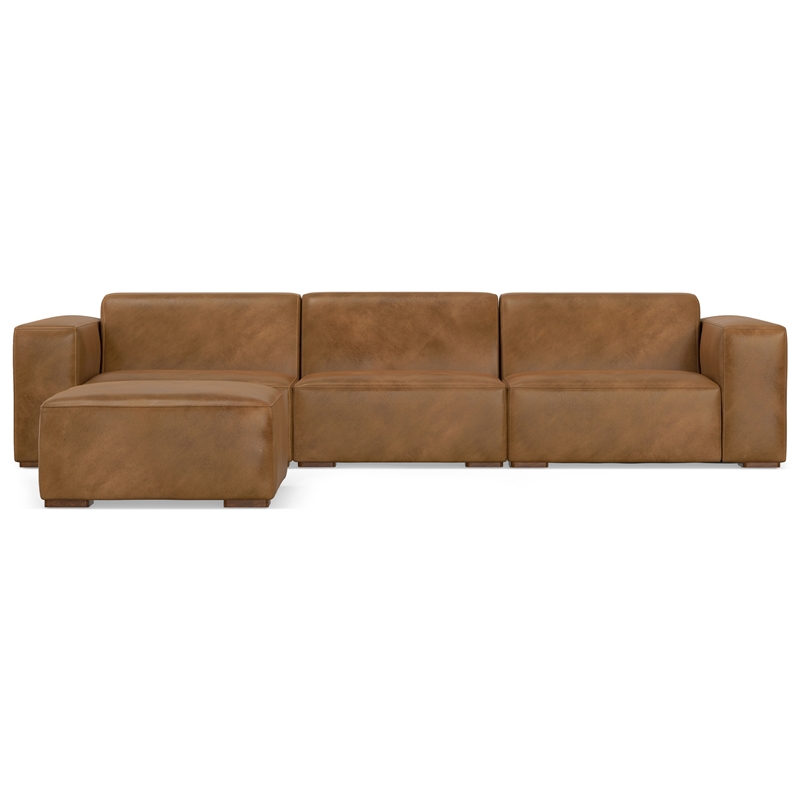 Rex 3-Seater Modular Sofa and Ottoman Set in Genuine Leather