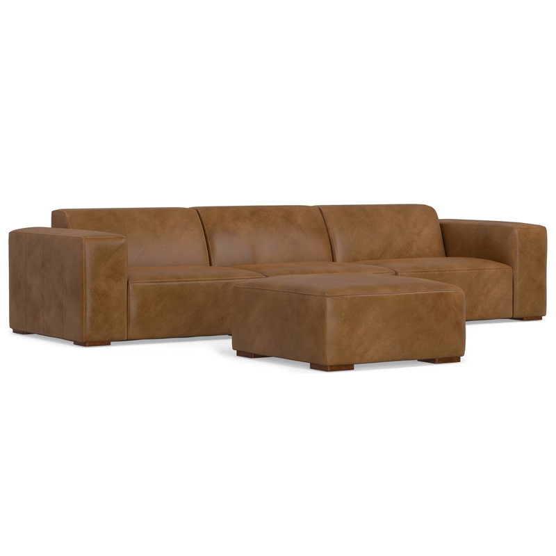 Rex 3-Seater Modular Sofa and Ottoman Set in Genuine Leather