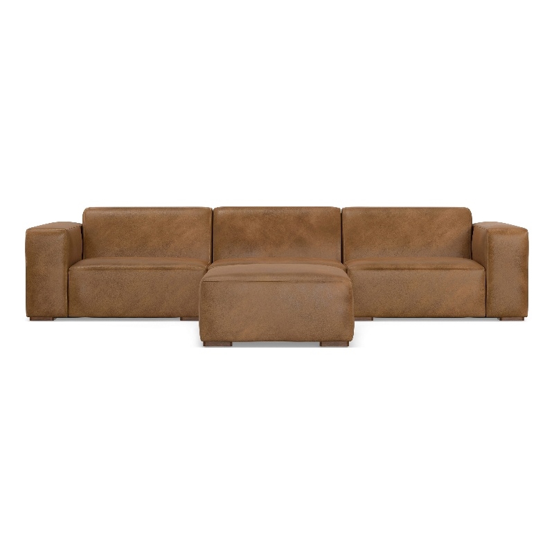 Rex 3-Seater Modular Sofa and Ottoman Set in Genuine Leather
