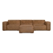 Rex 3-Seater Modular Sofa and Ottoman Set in Genuine Leather