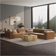 Simpli Home Rex Corner Sectional Modular Sofa in Genuine Leather