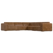 Simpli Home Rex Corner Sectional Modular Sofa in Genuine Leather
