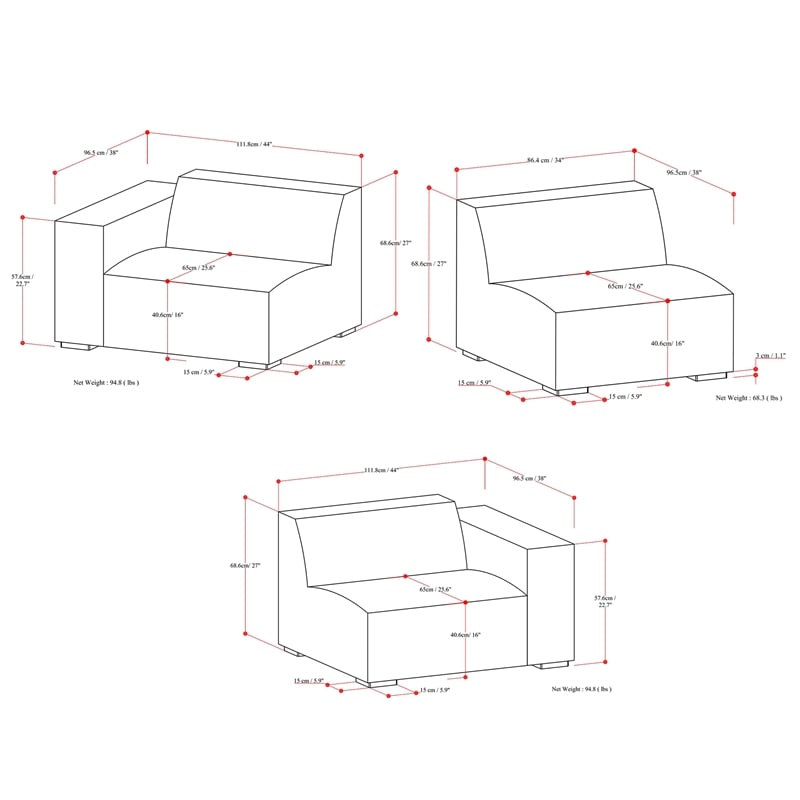 Rex 3-Seater Modular Sofa in Genuine Leather