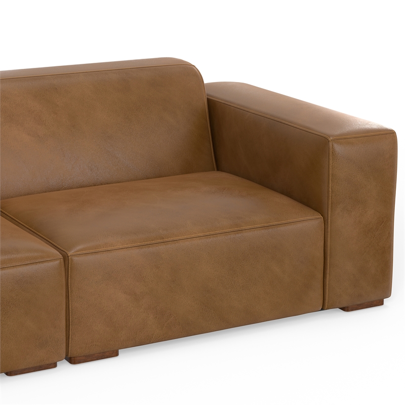 Rex Left Corner Sectional Modular Sofa with Ottoman in Genuine Leather