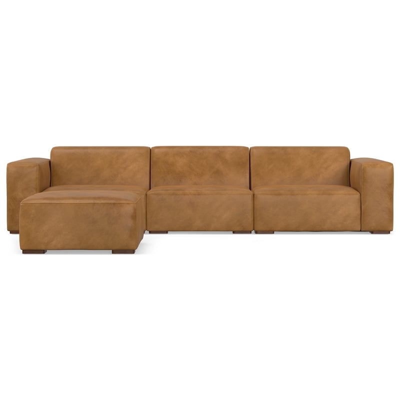 Rex 3-Seater Modular Sofa and Ottoman Set in Genuine Leather