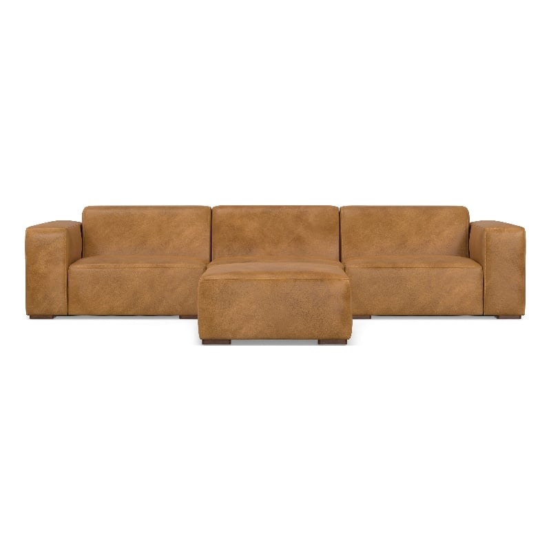Rex 3-Seater Modular Sofa and Ottoman Set in Genuine Leather