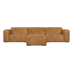 Rex 3-Seater Modular Sofa and Ottoman Set in Genuine Leather