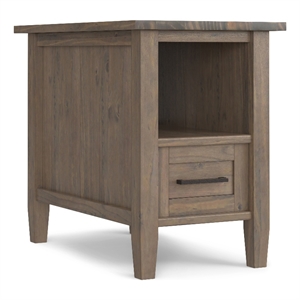 Ela SOLID WOOD 14&quot Wide Rectangle Transitional Narrow End Table in Smoky Brown