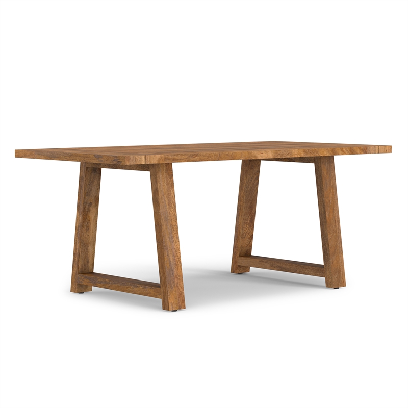 Whitley 72 inch Wide Solid Mango Farmhouse Dining Table in Burnt Wax
