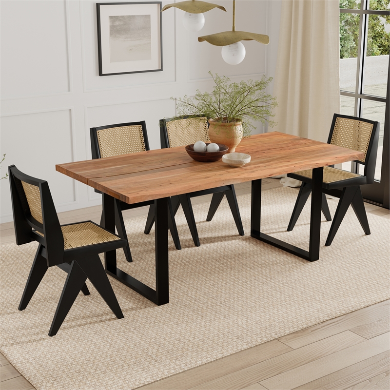 Fieldcrest 72 x 36 inch Rectangle Modern Industrial Dining Table in Natural