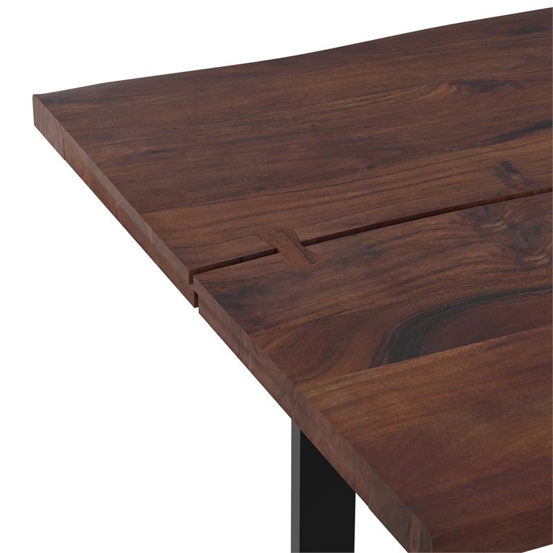 Fieldcrest 72x36 inch Rectangle Modern Industrial Dining Table in Dark Walnut