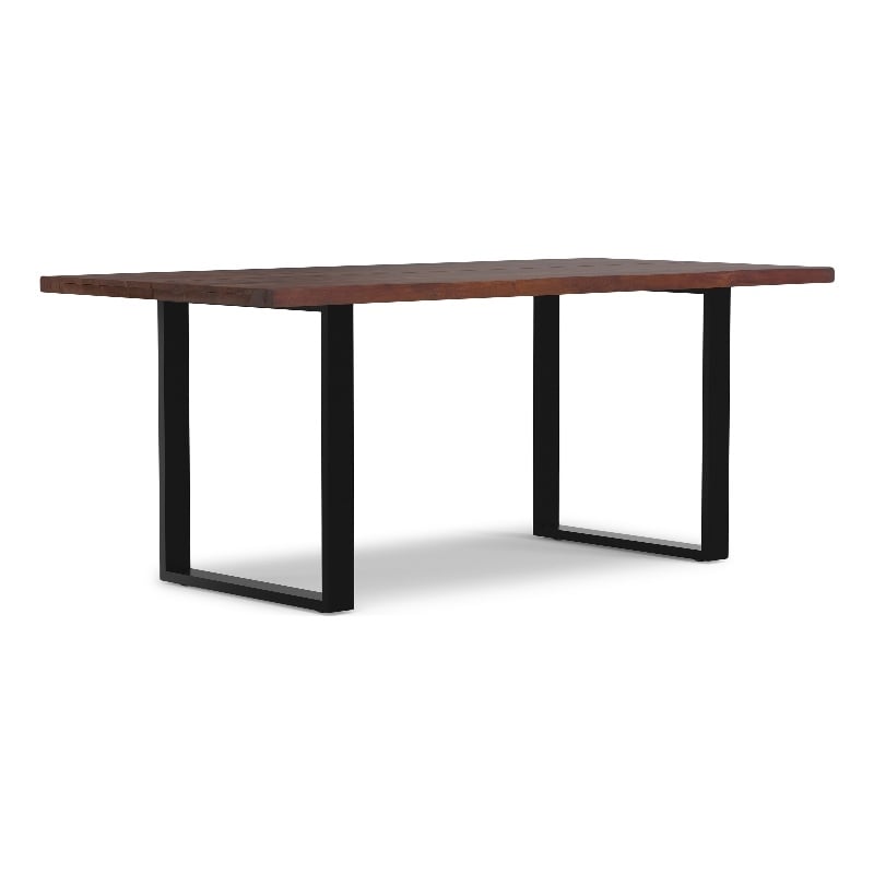 Fieldcrest 72x36 inch Rectangle Modern Industrial Dining Table in Dark Walnut
