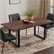 Fieldcrest 72x36 inch Rectangle Modern Industrial Dining Table in Dark Walnut