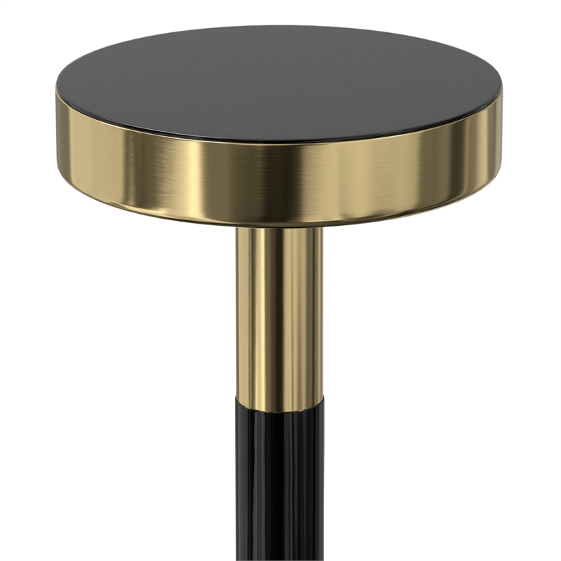 Frannie  10 inch Wide Metal Side Table in Gold / Black