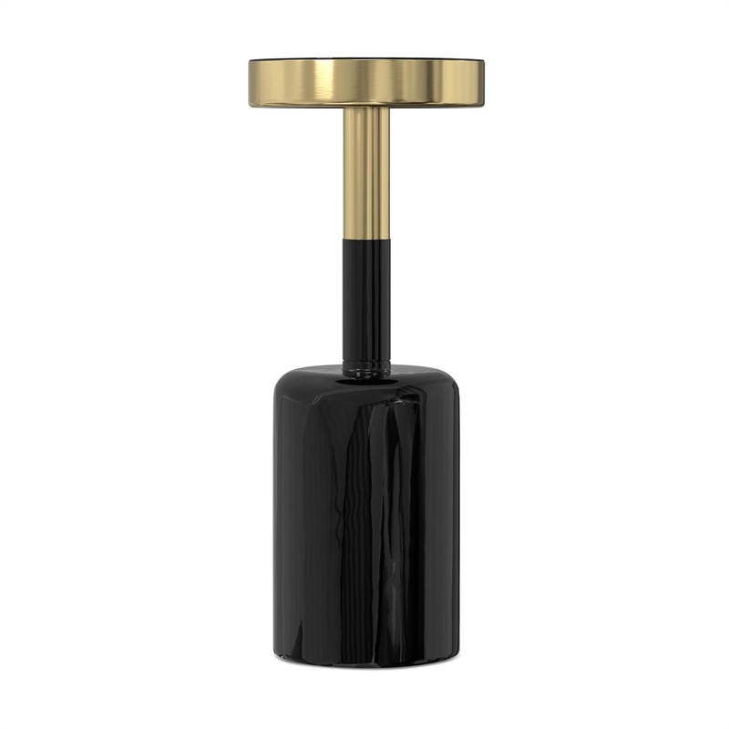 Frannie  10 inch Wide Metal Side Table in Gold / Black