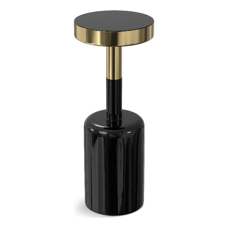 Frannie  10 inch Wide Metal Side Table in Gold / Black