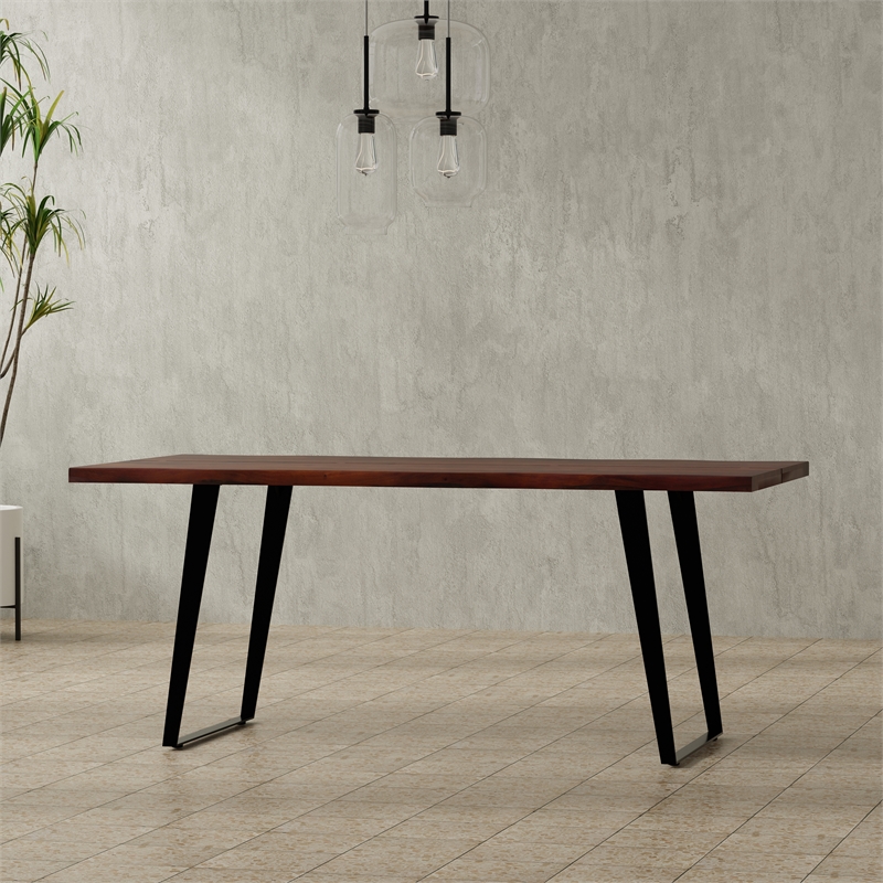 Delta 72 inch x 36 inch Rectangle Modern Industrial Dining Table in Dark Walnut