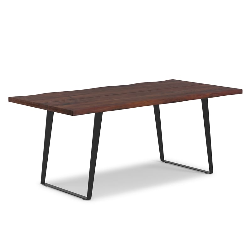 Delta 72 inch x 36 inch Rectangle Modern Industrial Dining Table in Dark Walnut
