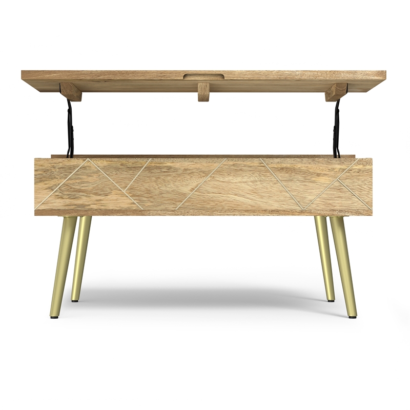 Jager SOLID MANGO WOOD 36 inch Wide Rectangle  Lift Top Coffee Table in Natural