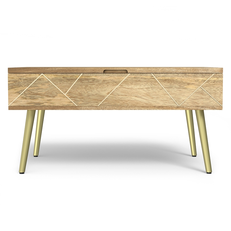 Jager SOLID MANGO WOOD 36 inch Wide Rectangle  Lift Top Coffee Table in Natural