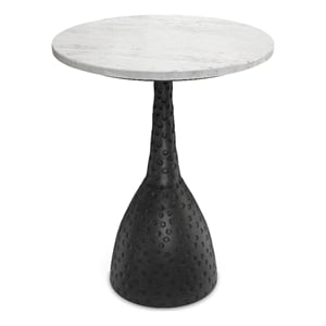 Myles Modern 16 inch Wide Metal Side Table in Black & Fully Assembled