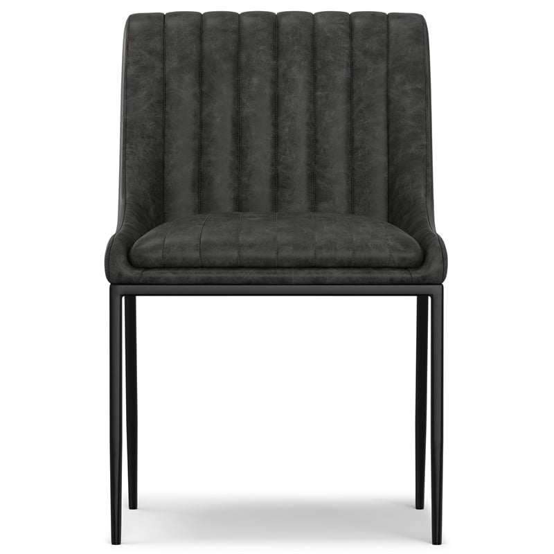 Melody Dining Chair (Setof 2) in Distressed Slate Gray Vegan Faux Leather