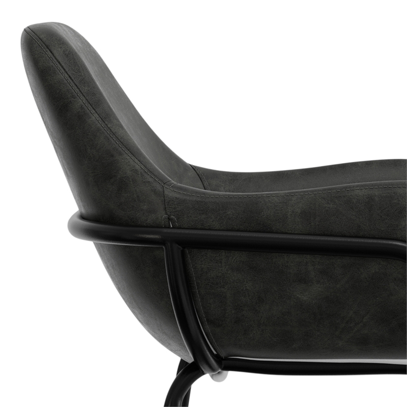 Mira Contemporary Bar Stool in Distressed Slate Gray  Vegan Faux Leather