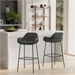 Mira Contemporary Bar Stool in Distressed Slate Gray  Vegan Faux Leather