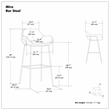 Mira Contemporary Bar Stool in Distressed Slate Gray  Vegan Faux Leather