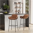 Mira Contemporary Modern Bar Stool in Distressed Tan  Vegan Faux Leather