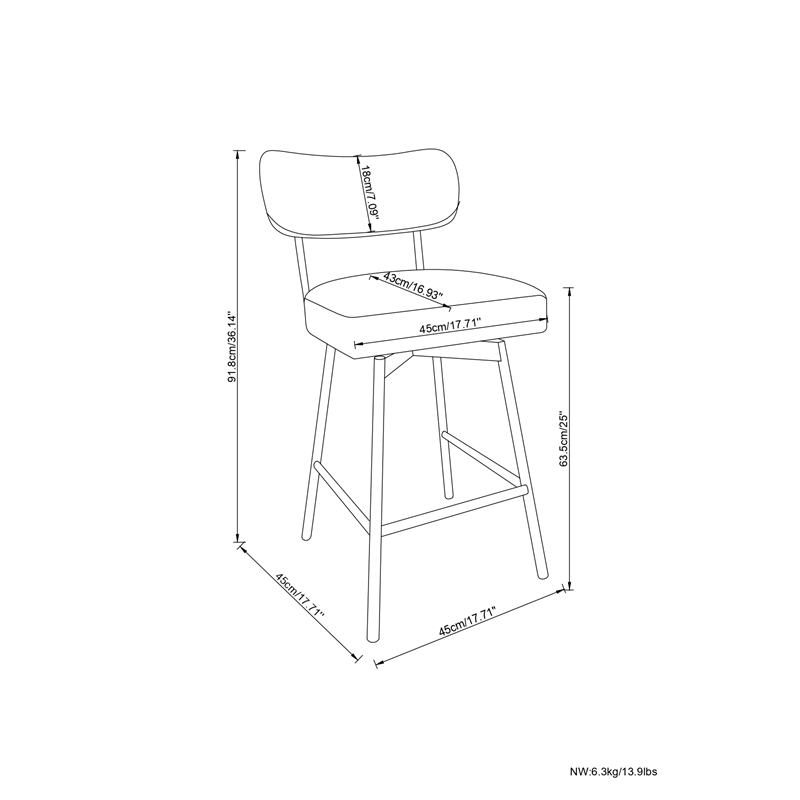 Giselle Modern Swivel Counter Height Stool(setof2)in Light Gray Polyester Linen