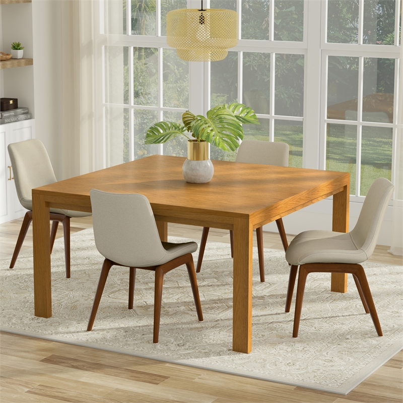 Wilson 54 inch x 54 inch Square Contemporary Dining Table in Oak Veneer