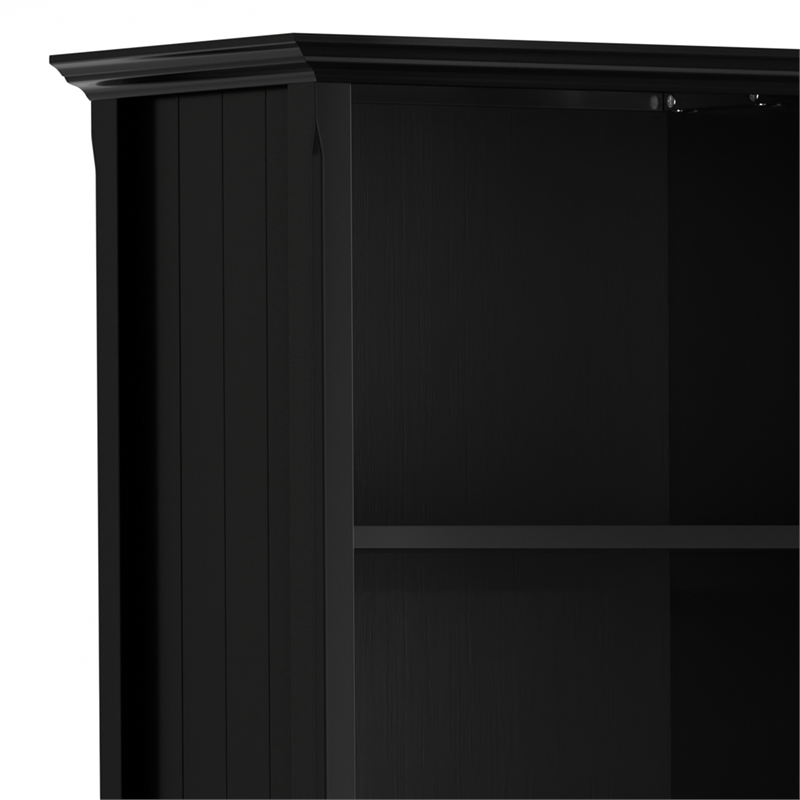 Acadian SOLID WOOD 72 inch x 26 inch Transitional 5 Shelf Bookcase in Black