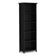 Acadian SOLID WOOD 72 inch x 26 inch Transitional 5 Shelf Bookcase in Black
