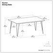 Hunter 66 inch x 40 inch Rectangle Industrial Dining Table in Walnut Veneer
