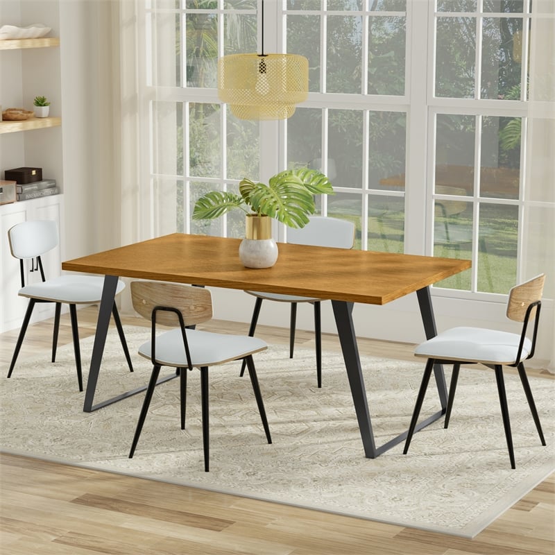 Lowry 66 inch x 40 inch Rectangle Modern Industrial Dining Table in Oak Veneer