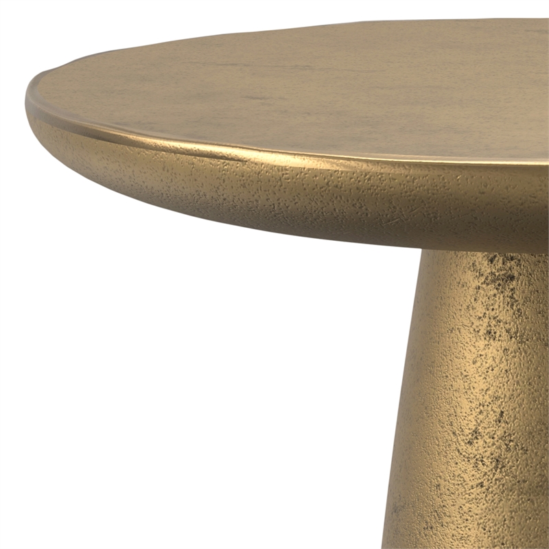 Dominique Contemporary 18 inch Wide Metal Side Table in Antique Brass