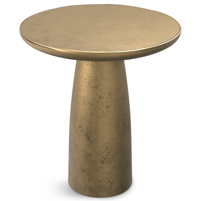 Dominique Contemporary 18 inch Wide Metal Side Table in Antique Brass