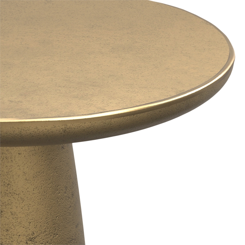 Dominique Contemporary 18 inch Wide Metal Side Table in Antique Brass