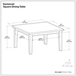 Eastwood 54 inch x 54 inch Square Contemporary Dining Table in Walnut