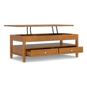 Warm Shaker SOLID WOOD 48&quot Wide Lift Top Coffee Table in Light Golden Brown