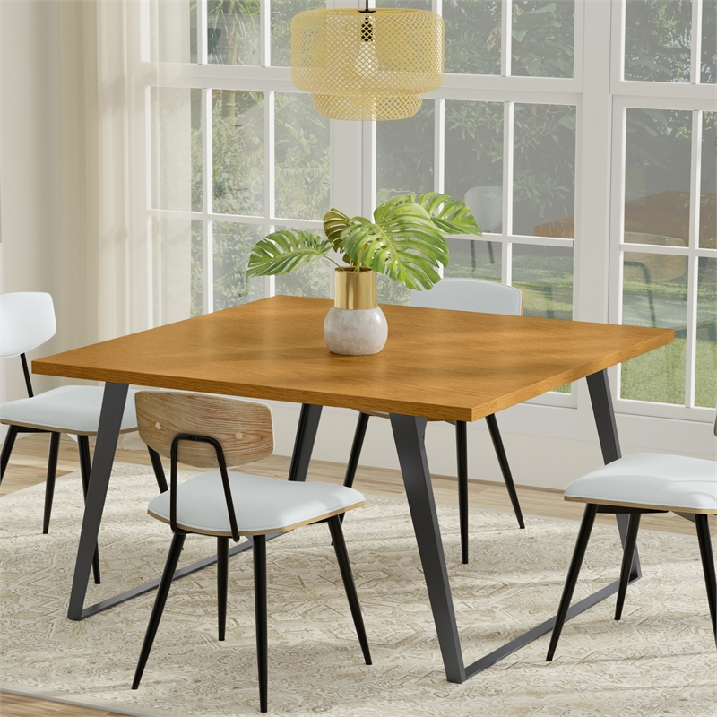Lowry 54 x 54 inch Square Modern Industrial Square Dining Table in Oak Veneer