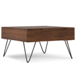 Hunter 32 inch Wide Solid Wood Lift Top Square Coffee Table in Walnut