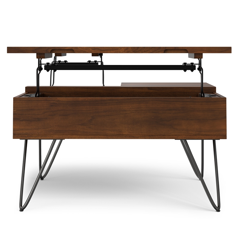 Hunter  32 inch Wide Square Industrial Lift Top Coffee Table in Walnut