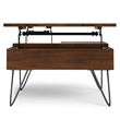 Hunter 32 inch Wide Solid Wood Lift Top Square Coffee Table in Walnut