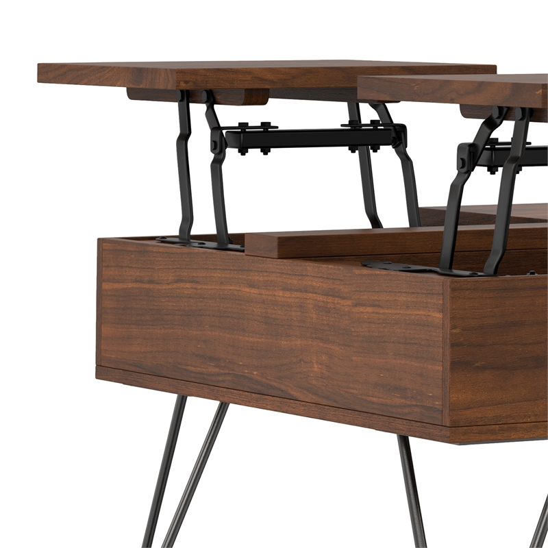 Hunter  32 inch Wide Square Industrial Lift Top Coffee Table in Walnut