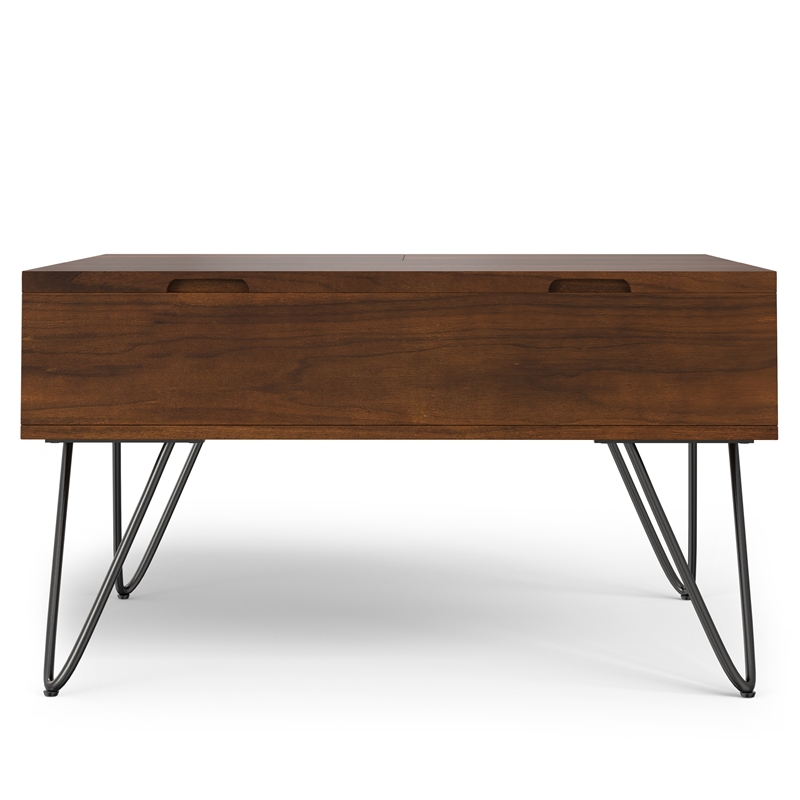 Hunter  32 inch Wide Square Industrial Lift Top Coffee Table in Walnut