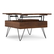 Hunter 32 inch Wide Solid Wood Lift Top Square Coffee Table in Walnut