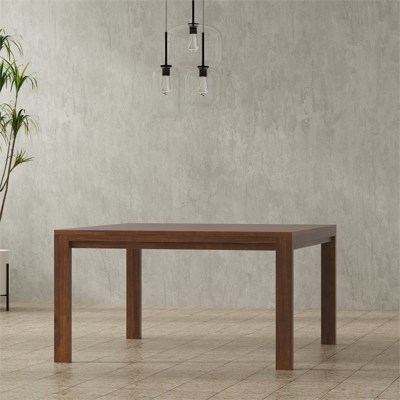 Wilson 54 inch x 54 inch Square Contemporary Dining Table in Walnut Veneer