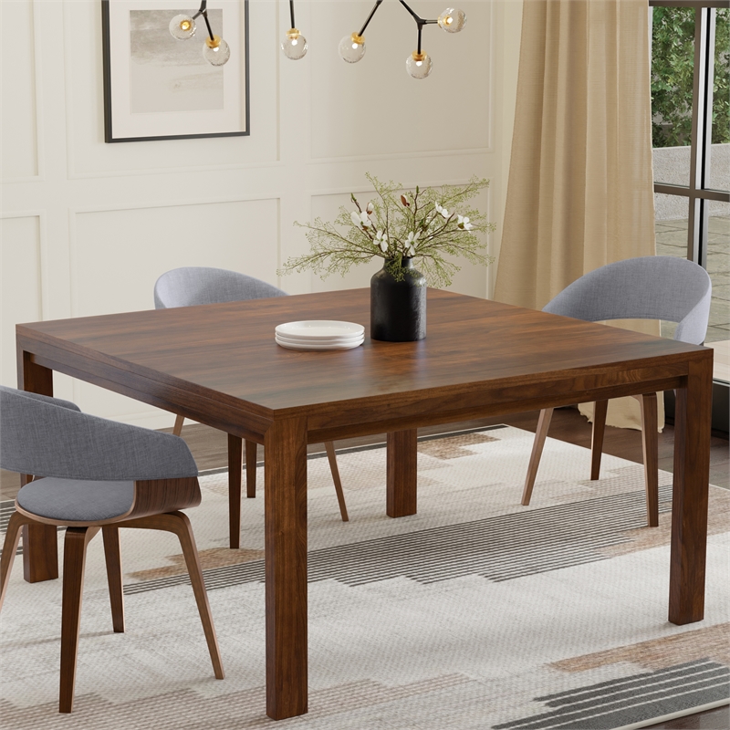 Wilson 54 inch x 54 inch Square Contemporary Dining Table in Walnut Veneer